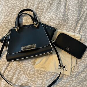 Zac Posen Black Top Handle Satchel w/ wallet